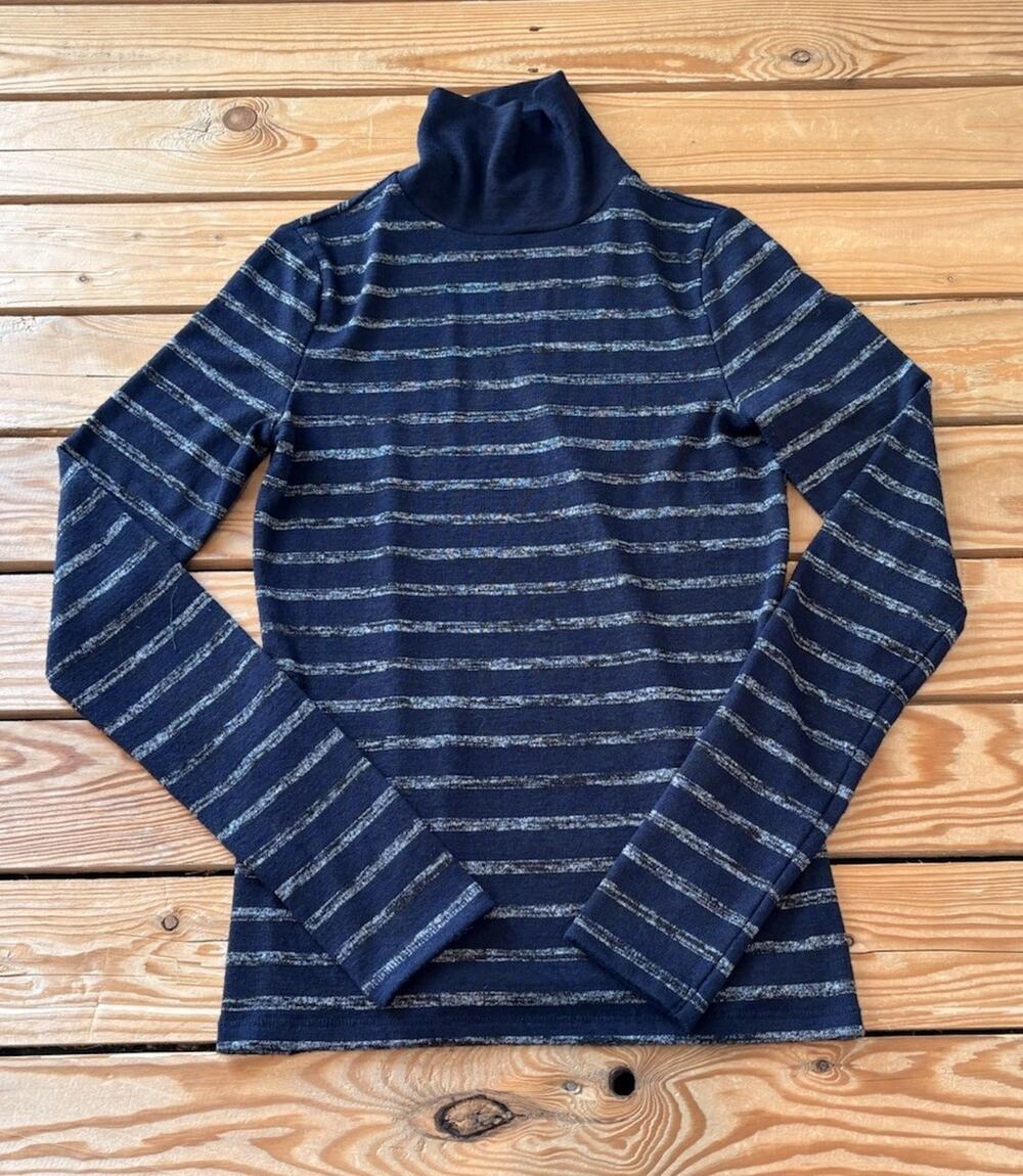 Rag & Bone Women’s Stripe Mock Neck Sweater Size S Navy CC
